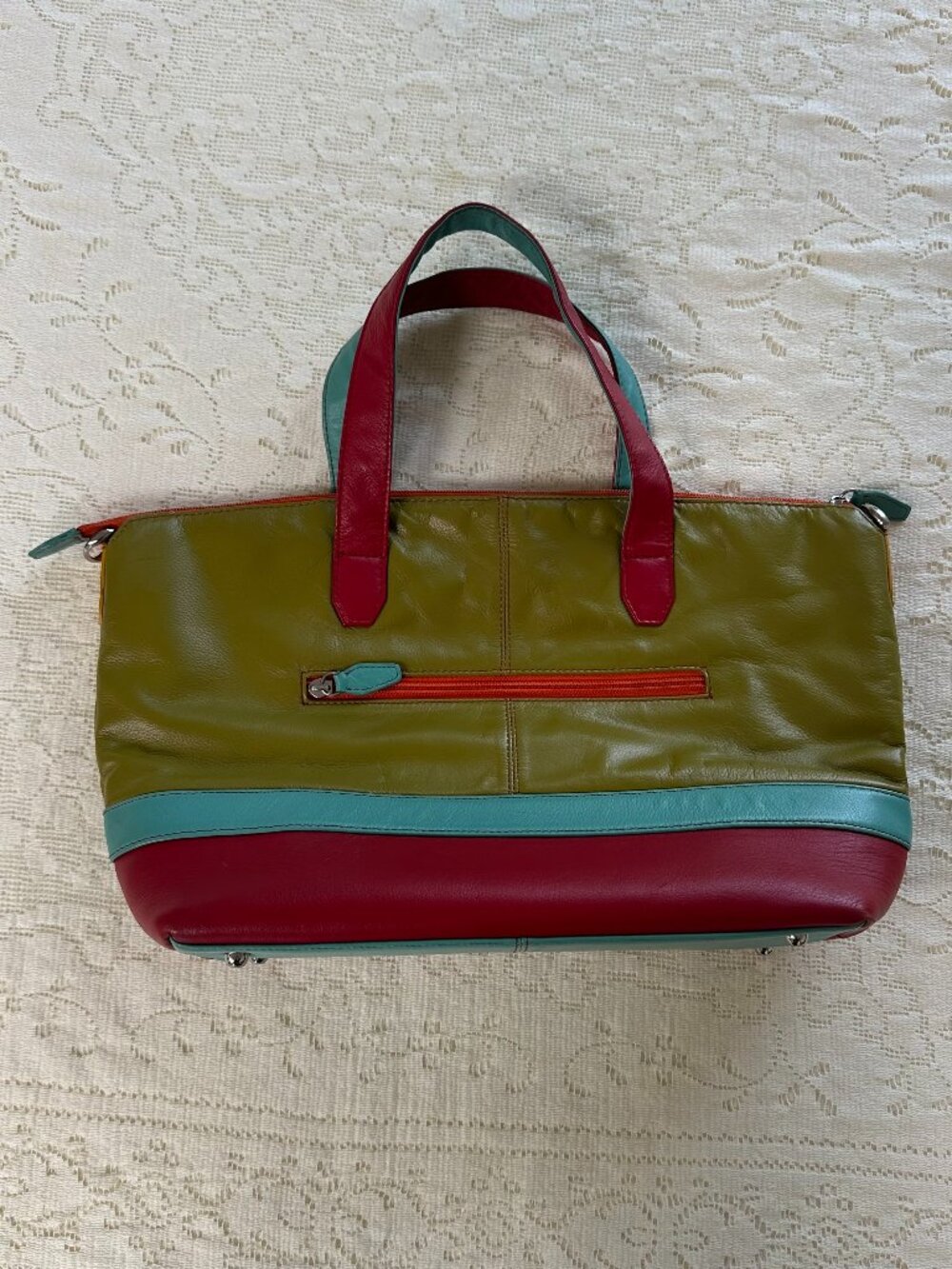 ili New York Leather Colorblock Shoulder Tote Bag